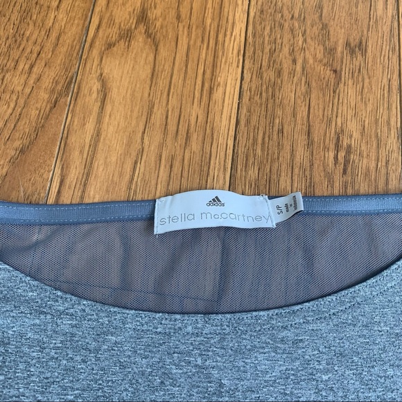 ADIDAS x Stella McCartney Workout Top Batwing Sleeves Mesh Back Grey Small - Picture 2 of 6